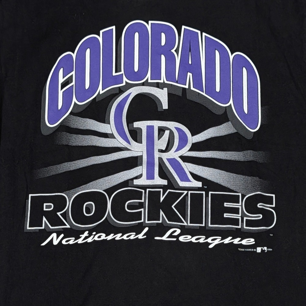 Vintage 1994 Colorado Rockies MLB Hanes Beefy-T Shirt XL Black Made in USA 90s